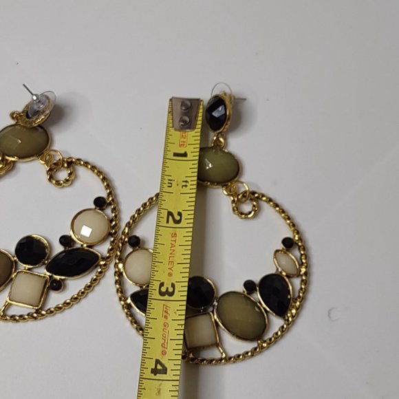 Heavy Metal And Plastic Large Dangle Earrings - Picture 13 of 14